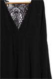 Black Deep V-Neck Long Sleeve Mini Dress – Loose Fit Elegant Dress for Women