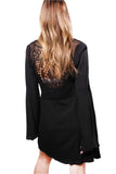 Black Deep V-Neck Long Sleeve Mini Dress – Loose Fit Elegant Dress for Women