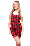 Red and Black Argyle Print Layered Spaghetti Strap Bodycon Dress – Vintage School Girl Aesthetic