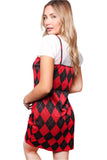 Red and Black Argyle Print Layered Spaghetti Strap Bodycon Dress – Vintage School Girl Aesthetic