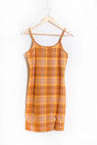 Summer Yellow Plaid Spaghetti Strap Dress β Retro Slim Fit Mini Dress for Women