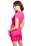 Hot Pink Short Sleeve Bodycon Dress – Summer Slim Fit Casual Mini Dress for Women