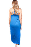 Bright Blue Asymmetrical Hem Cami Maxi Dress – Summer Beach Vacation Dress for Women