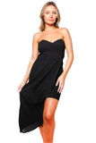 Black Strapless Asymmetrical Hem Dress – Minimalist Elegance, Bold Feminine Charm