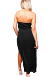 Black Strapless Asymmetrical Hem Dress – Minimalist Elegance, Bold Feminine Charm