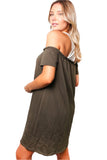 Off-Shoulder Color Block Casual Dress – Lightweight Cotton-Linen Blend, Soft, Airy & Effortlessly Chic