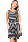 Black and White Striped Sleeveless A-Line Dress – Effortless Style for Everyday Comfort