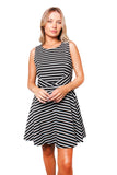 Black and White Striped Sleeveless A-Line Dress – Effortless Style for Everyday Comfort