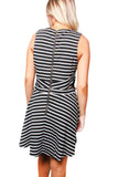 Black and White Striped Sleeveless A-Line Dress – Effortless Style for Everyday Comfort