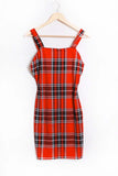 Red Plaid Spaghetti Strap Dress – Summer Retro Bodycon Mini Dress for Women