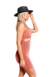 Brick Pink V-Neck Spaghetti Strap Dress – Summer Slim Fit Casual Mini Dress for Women