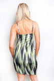 Plus Size Green Abstract Print Cami Dress – Summer Sleeveless Bodycon Mini Dress for Women