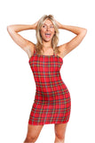 Bright Red Plaid Spaghetti Strap Dress – Summer Retro Slim Fit Mini Dress for Women