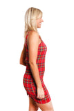 Bright Red Plaid Spaghetti Strap Dress – Summer Retro Slim Fit Mini Dress for Women