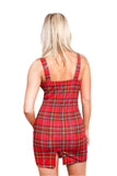Bright Red Plaid Spaghetti Strap Dress – Summer Retro Slim Fit Mini Dress for Women
