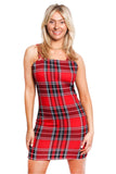 Red Plaid Spaghetti Strap Dress – Summer Retro Bodycon Mini Dress for Women